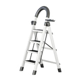 Maxbell Steel Folding Ladder Stepladder Non Slip for Indoor Outdoor Kitchen Adults White 4 Step