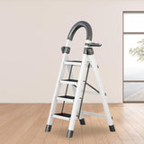 Maxbell Steel Folding Ladder Stepladder Non Slip for Indoor Outdoor Kitchen Adults White 4 Step