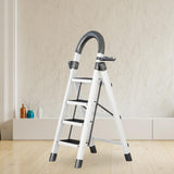 Maxbell Steel Folding Ladder Stepladder Non Slip for Indoor Outdoor Kitchen Adults White 4 Step