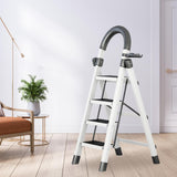 Maxbell Steel Folding Ladder Stepladder Non Slip for Indoor Outdoor Kitchen Adults White 4 Step