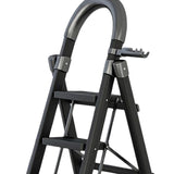 Maxbell Steel Folding Ladder Stepladder Non Slip for Indoor Outdoor Kitchen Adults Black 4 Step