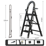 Maxbell Steel Folding Ladder Stepladder Non Slip for Indoor Outdoor Kitchen Adults Black 4 Step