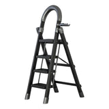 Maxbell Steel Folding Ladder Stepladder Non Slip for Indoor Outdoor Kitchen Adults Black 4 Step