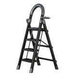 Maxbell Steel Folding Ladder Stepladder Non Slip for Indoor Outdoor Kitchen Adults Black 4 Step