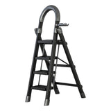 Maxbell Steel Folding Ladder Stepladder Non Slip for Indoor Outdoor Kitchen Adults Black 4 Step