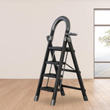 Maxbell Steel Folding Ladder Stepladder Non Slip for Indoor Outdoor Kitchen Adults Black 4 Step