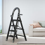 Maxbell Steel Folding Ladder Stepladder Non Slip for Indoor Outdoor Kitchen Adults Black 4 Step