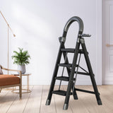 Maxbell Steel Folding Ladder Stepladder Non Slip for Indoor Outdoor Kitchen Adults Black 4 Step