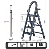 Maxbell Steel Folding Ladder Stepladder Non Slip for Indoor Outdoor Kitchen Adults Gray 4 Step