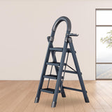 Maxbell Steel Folding Ladder Stepladder Non Slip for Indoor Outdoor Kitchen Adults Gray 4 Step