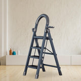 Maxbell Steel Folding Ladder Stepladder Non Slip for Indoor Outdoor Kitchen Adults Gray 4 Step