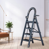 Maxbell Steel Folding Ladder Stepladder Non Slip for Indoor Outdoor Kitchen Adults Gray 4 Step