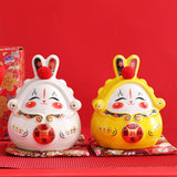 Maxbell Chinese Rabbit Bunny Statue Piggy Bank Lovely Dashboard Decor Office White