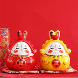 Maxbell Chinese Rabbit Bunny Statue Piggy Bank Lovely Dashboard Decor Office White