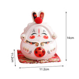 Maxbell Chinese Rabbit Bunny Statue Piggy Bank Lovely Dashboard Decor Office White