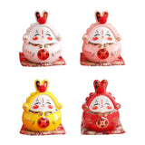 Maxbell Chinese Rabbit Bunny Statue Piggy Bank Lovely Dashboard Decor Office White