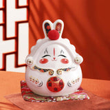 Maxbell Chinese Rabbit Bunny Statue Piggy Bank Lovely Dashboard Decor Office White