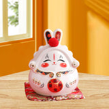 Maxbell Chinese Rabbit Bunny Statue Piggy Bank Lovely Dashboard Decor Office White