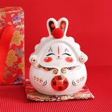 Maxbell Chinese Rabbit Bunny Statue Piggy Bank Lovely Dashboard Decor Office White