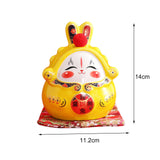 Maxbell Chinese Rabbit Bunny Statue Piggy Bank Lovely Dashboard Decor Office Yellow