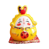 Maxbell Chinese Rabbit Bunny Statue Piggy Bank Lovely Dashboard Decor Office Yellow