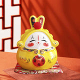 Maxbell Chinese Rabbit Bunny Statue Piggy Bank Lovely Dashboard Decor Office Yellow
