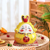 Maxbell Chinese Rabbit Bunny Statue Piggy Bank Lovely Dashboard Decor Office Yellow