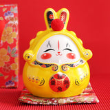 Maxbell Chinese Rabbit Bunny Statue Piggy Bank Lovely Dashboard Decor Office Yellow