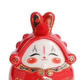 Maxbell Chinese Rabbit Bunny Statue Piggy Bank Lovely Dashboard Decor Office Red