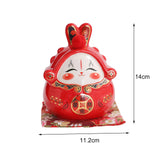 Maxbell Chinese Rabbit Bunny Statue Piggy Bank Lovely Dashboard Decor Office Red