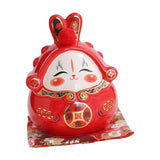 Maxbell Chinese Rabbit Bunny Statue Piggy Bank Lovely Dashboard Decor Office Red