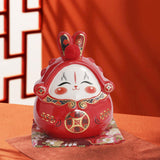 Maxbell Chinese Rabbit Bunny Statue Piggy Bank Lovely Dashboard Decor Office Red