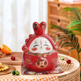 Maxbell Chinese Rabbit Bunny Statue Piggy Bank Lovely Dashboard Decor Office Red