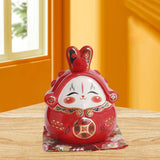Maxbell Chinese Rabbit Bunny Statue Piggy Bank Lovely Dashboard Decor Office Red