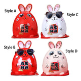 Maxbell Rabbit Year Lucky Figurine Ceramic Piggy Box Decoration Cartoon and Adorable Style A