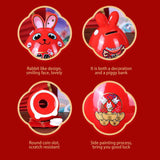 Maxbell Rabbit Year Lucky Figurine Ceramic Piggy Box Decoration Cartoon and Adorable Style A