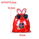Maxbell Rabbit Year Lucky Figurine Ceramic Piggy Box Decoration Cartoon and Adorable Style B