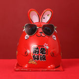 Maxbell Rabbit Year Lucky Figurine Ceramic Piggy Box Decoration Cartoon and Adorable Style B