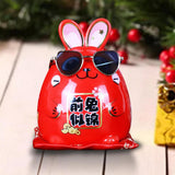 Maxbell Rabbit Year Lucky Figurine Ceramic Piggy Box Decoration Cartoon and Adorable Style B