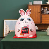 Maxbell Rabbit Year Lucky Figurine Ceramic Piggy Box Decoration Cartoon and Adorable Style C