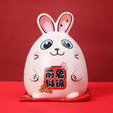 Maxbell Rabbit Year Lucky Figurine Ceramic Piggy Box Decoration Cartoon and Adorable Style C