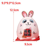 Maxbell Rabbit Year Lucky Figurine Ceramic Piggy Box Decoration Cartoon and Adorable Style D