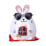 Maxbell Rabbit Year Lucky Figurine Ceramic Piggy Box Decoration Cartoon and Adorable Style D