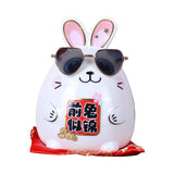 Maxbell Rabbit Year Lucky Figurine Ceramic Piggy Box Decoration Cartoon and Adorable Style D