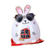 Maxbell Rabbit Year Lucky Figurine Ceramic Piggy Box Decoration Cartoon and Adorable Style D