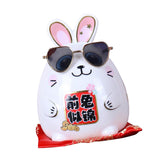 Maxbell Rabbit Year Lucky Figurine Ceramic Piggy Box Decoration Cartoon and Adorable Style D