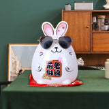 Maxbell Rabbit Year Lucky Figurine Ceramic Piggy Box Decoration Cartoon and Adorable Style D