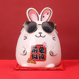 Maxbell Rabbit Year Lucky Figurine Ceramic Piggy Box Decoration Cartoon and Adorable Style D