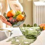 Maxbell Green Hollowed Out Fruit Basket Fruit Bowl Vegetables Holder Space Saving Snowflake Pattern