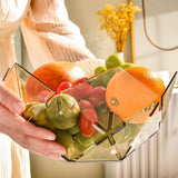 Maxbell Green Hollowed Out Fruit Basket Fruit Bowl Vegetables Holder Space Saving Snowflake Pattern